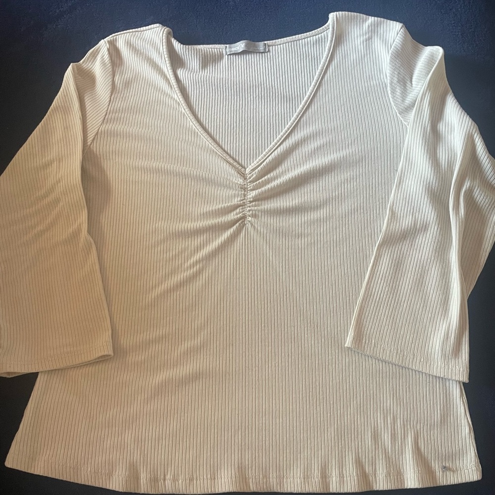 Cream mid sleeve dressy shirt